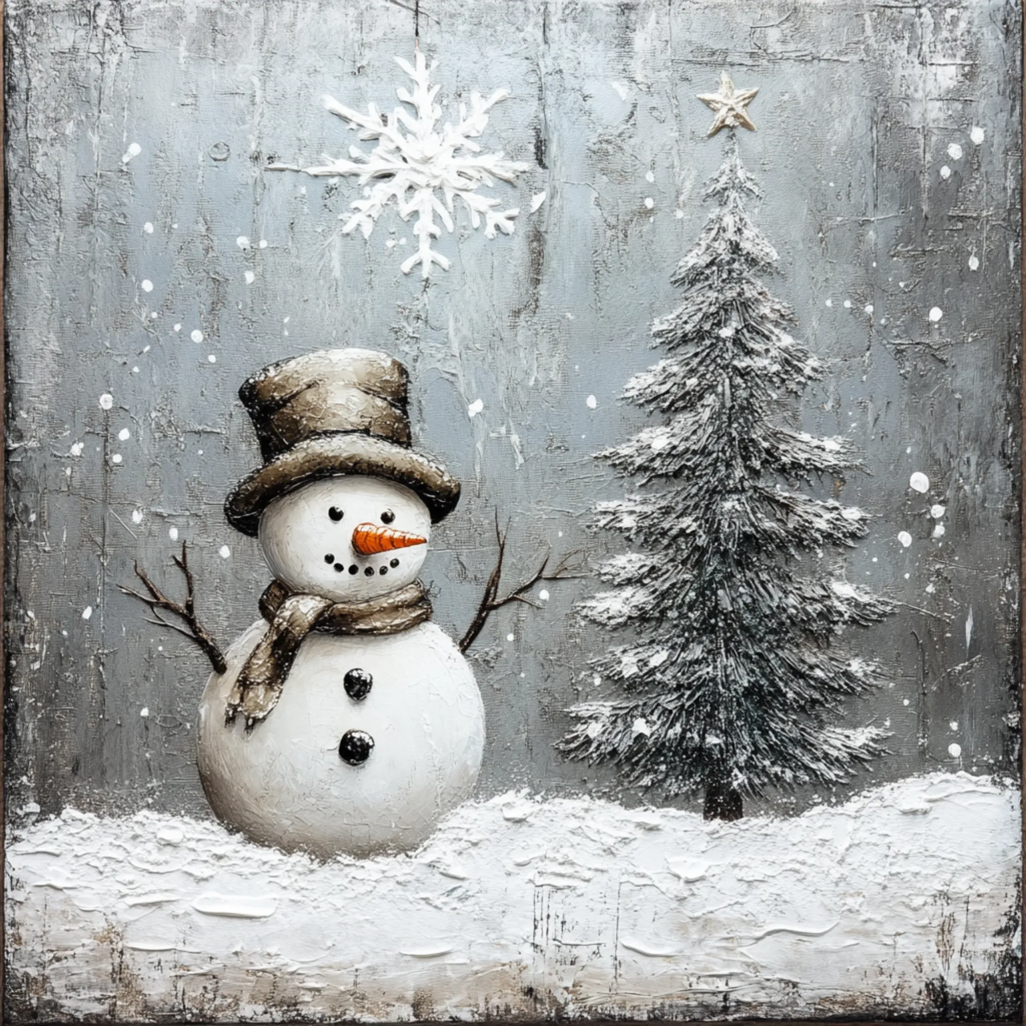 10" x 10" Winter Snowman and Tree Sign TTE-004