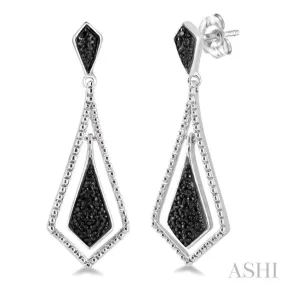 1/10 Ctw Round Cut Black Diamond Fashion Earrings in Sterling Silver