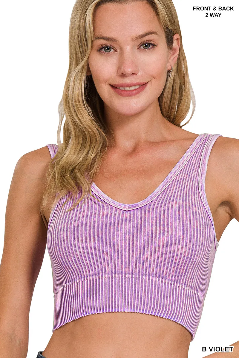 2 Way Neckline Ribbed Tank Top (Zenana)