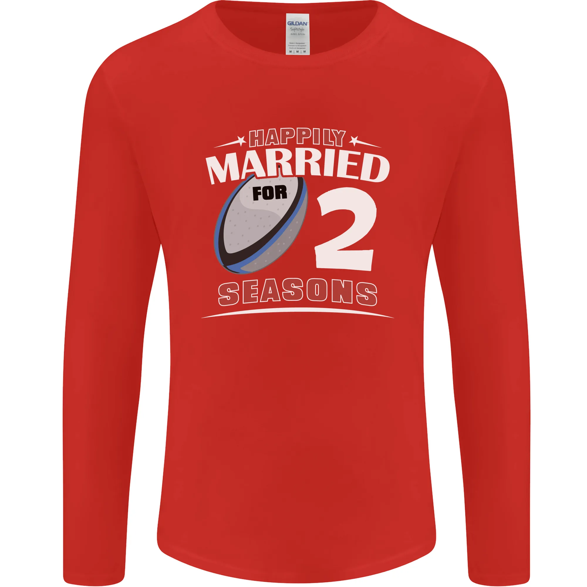 2 Year Wedding Anniversary 2nd Rugby Mens Long Sleeve T-Shirt