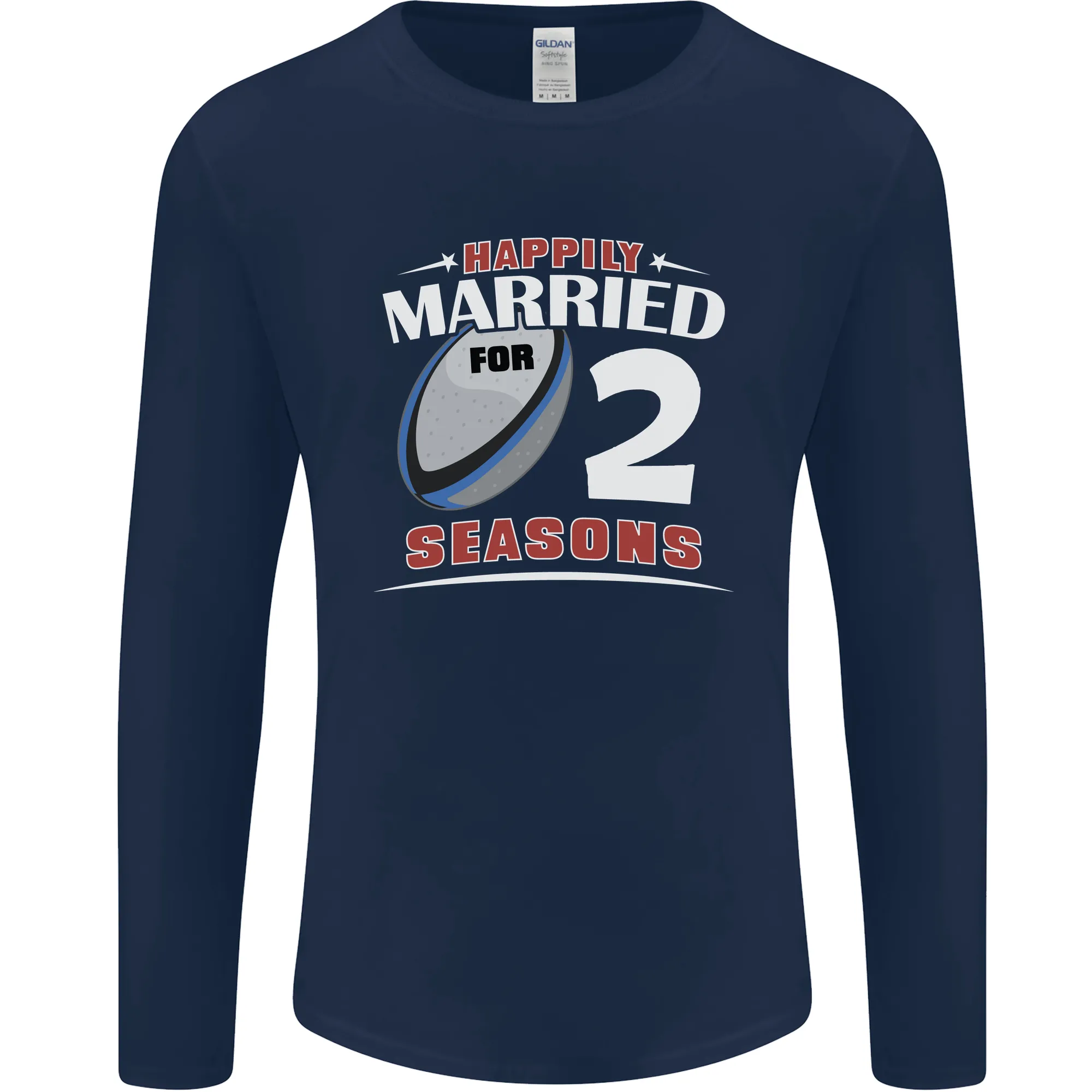 2 Year Wedding Anniversary 2nd Rugby Mens Long Sleeve T-Shirt