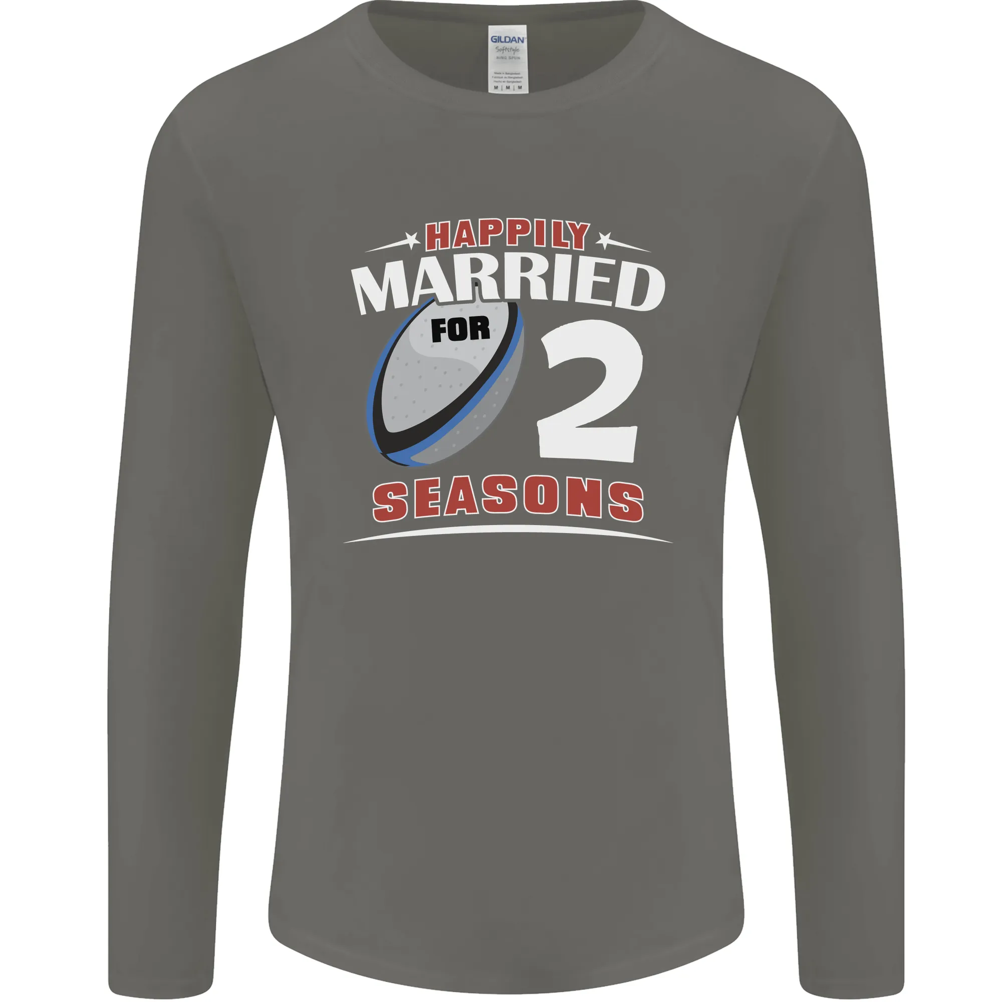 2 Year Wedding Anniversary 2nd Rugby Mens Long Sleeve T-Shirt