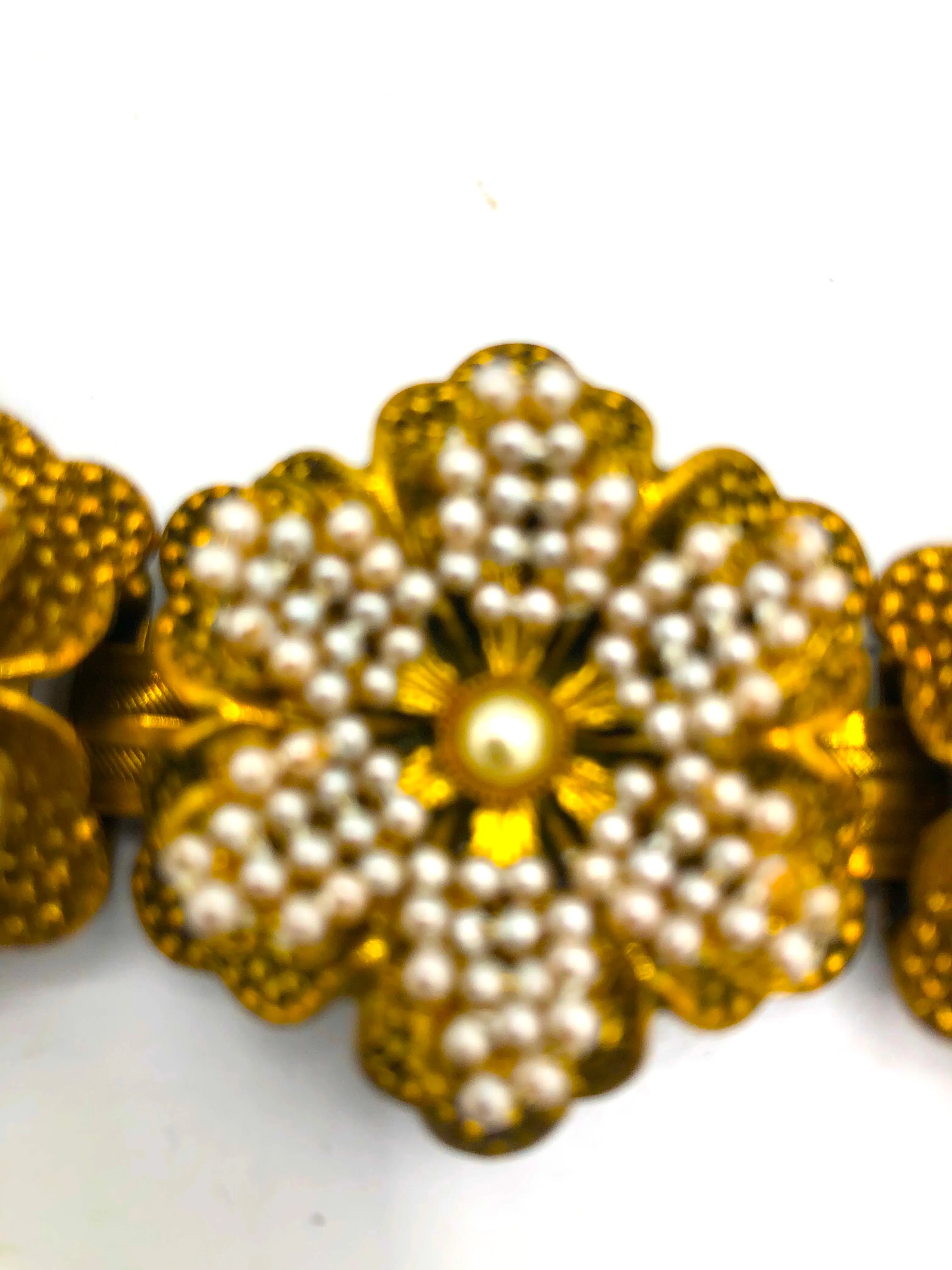 60s Pearl Flower Collar Necklace