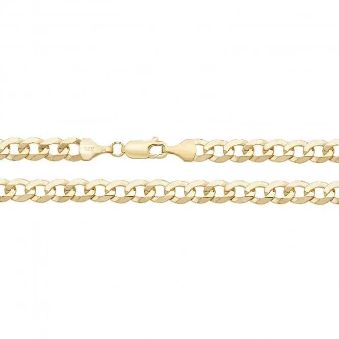 9ct Yellow Gold Flat Beveled Curb Chain