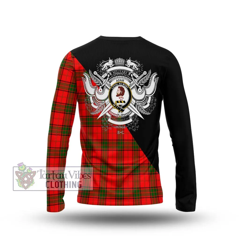 Adair Tartan Long Sleeve T-Shirt with Family Crest and Military Logo Style