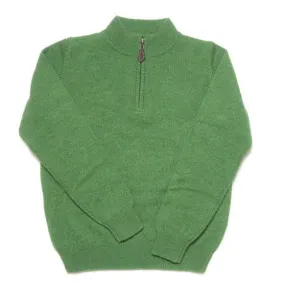 Alan Paine Watercress Lambswool Quarter Zip Jumper