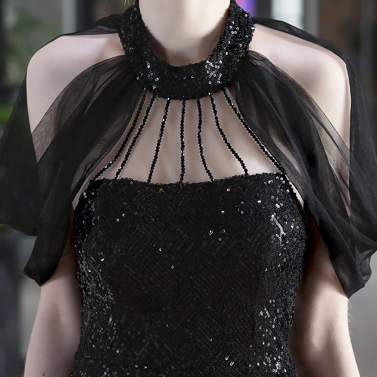 Alcyone-18625-Beaded Mesh Formal Dress