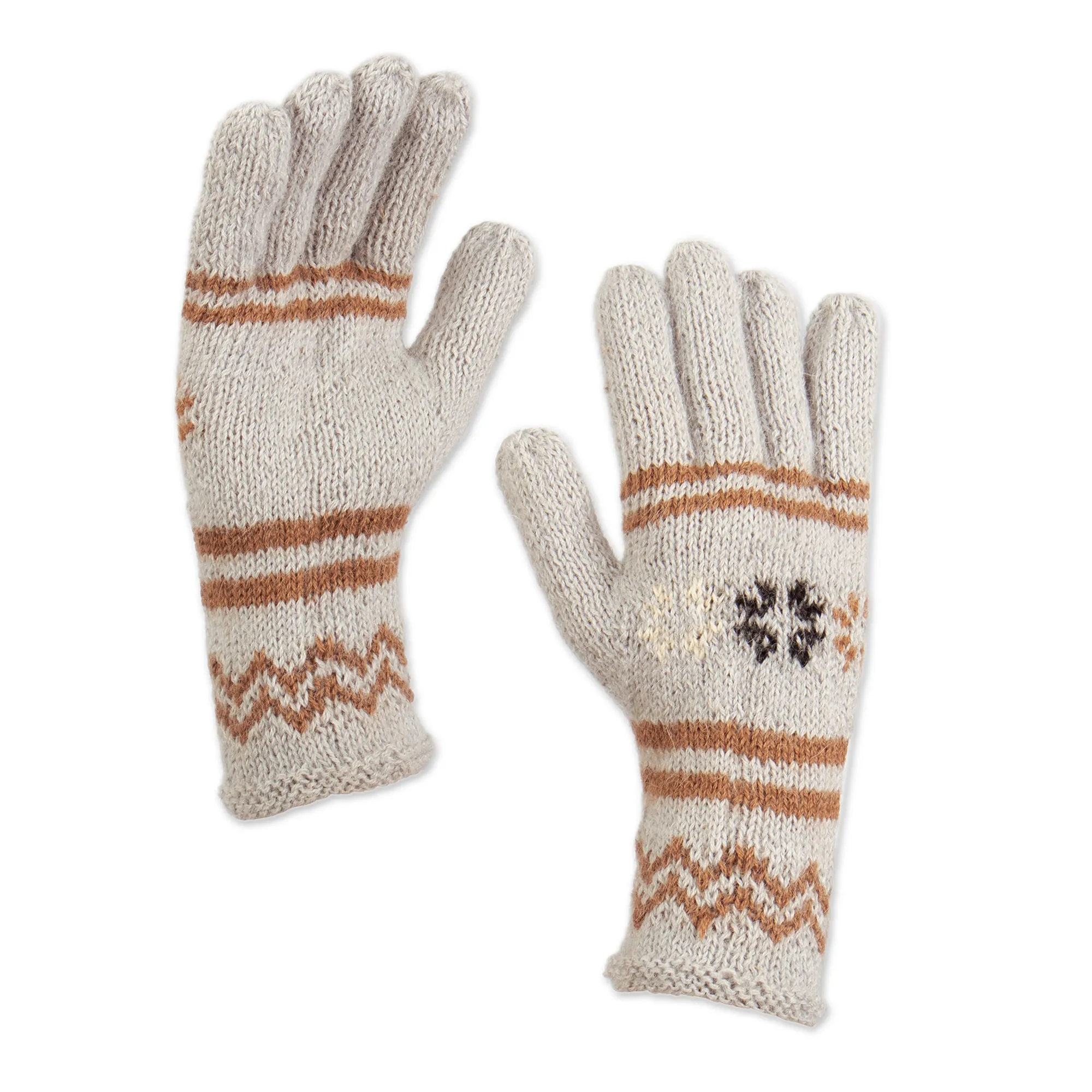 Alpaca Wool Patterned Gloves from Peru - Gentle Clouds | NOVICA