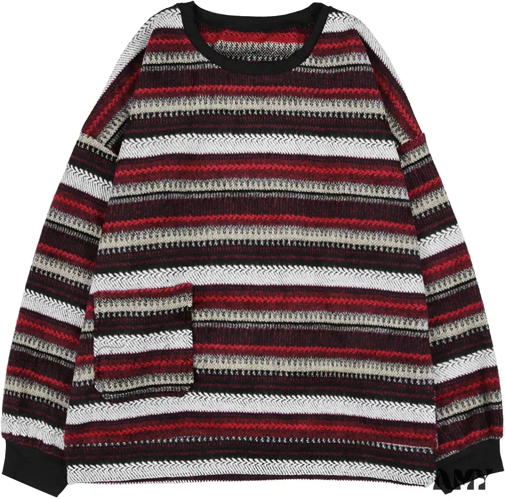 Amy Fashion - Ladies Autumn/Winter Retro Striped Sweater