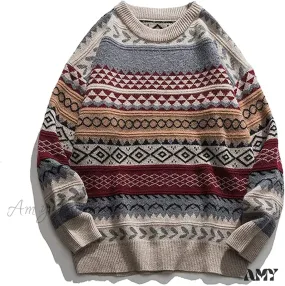 Amy Fashion - Ladies Autumn/Winter Retro Striped Sweater