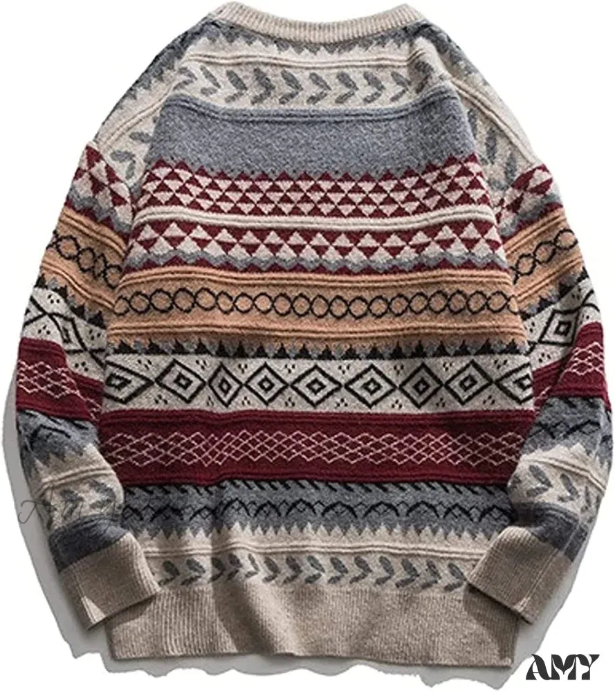 Amy Fashion - Ladies Autumn/Winter Retro Striped Sweater