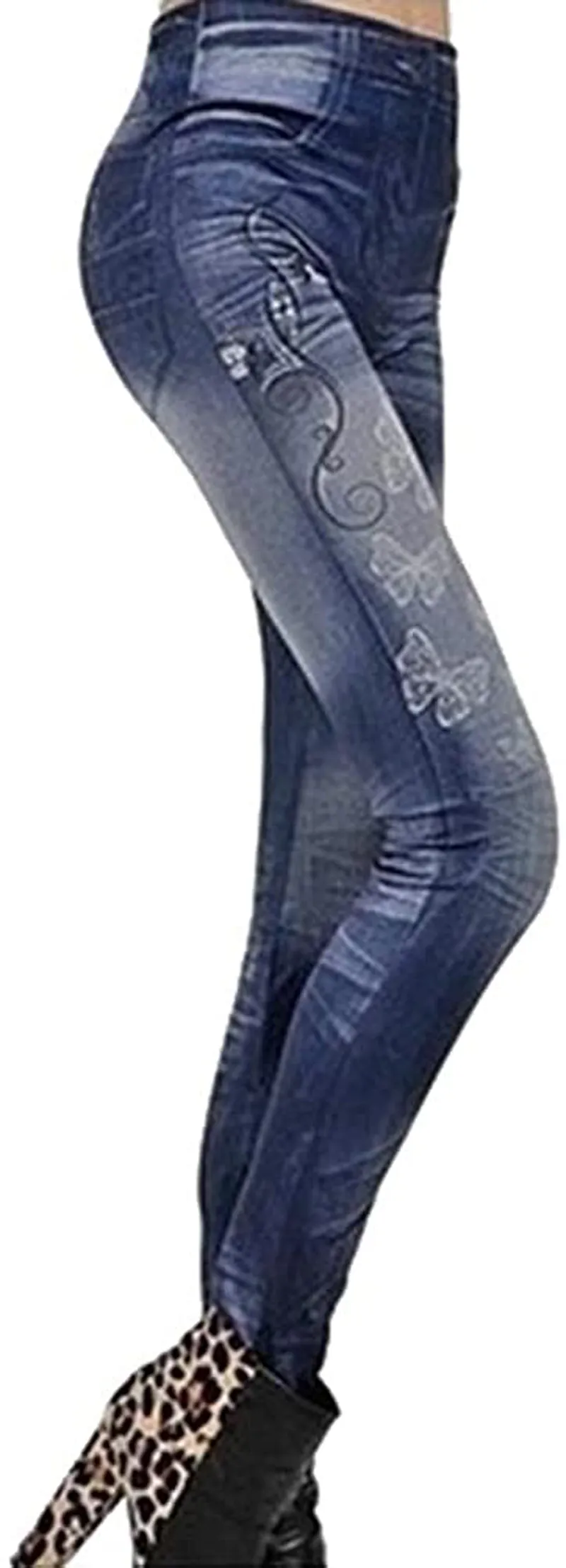 Amybria Women's Skinny Jeggings Stretchy Slim Denim Look Leggings Trousers