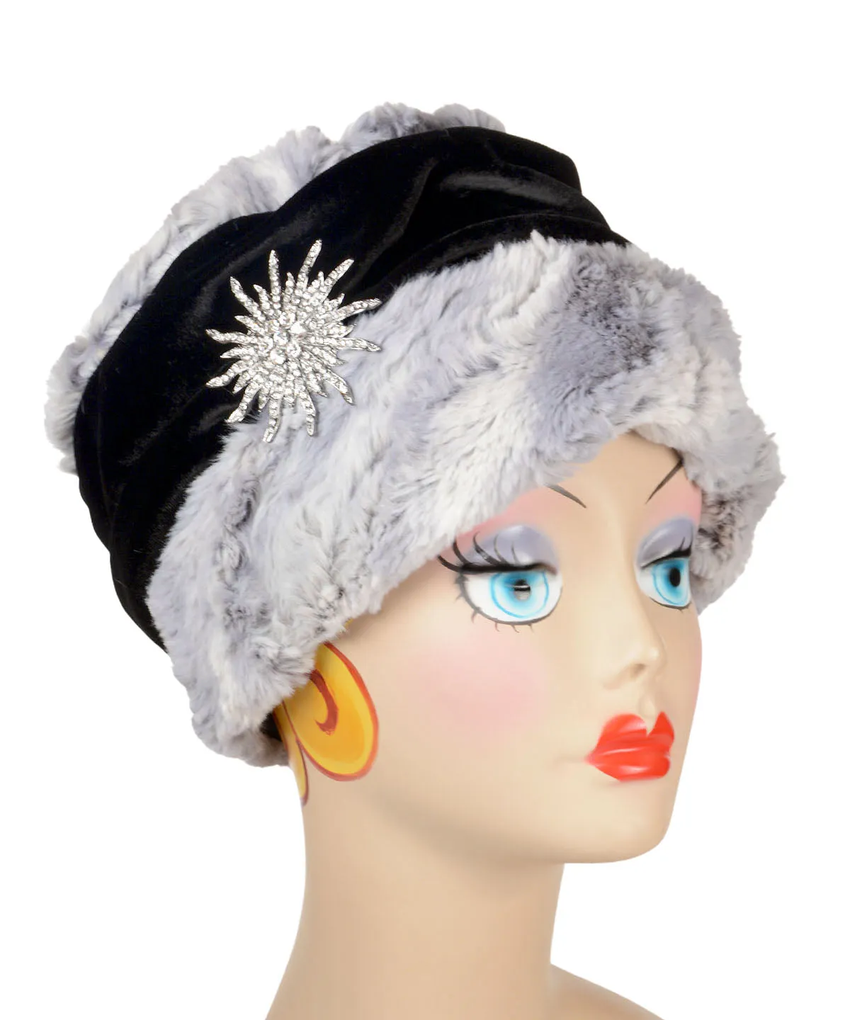 Ana Cloche Hat Style - Luxury Faux Fur in Winter River