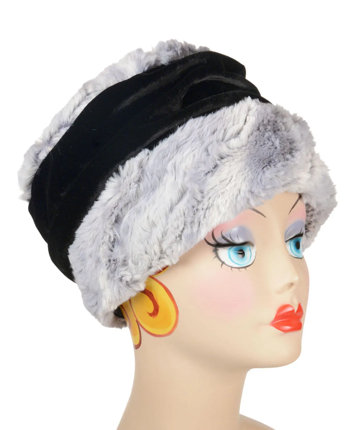 Ana Cloche Hat Style - Luxury Faux Fur in Winter River