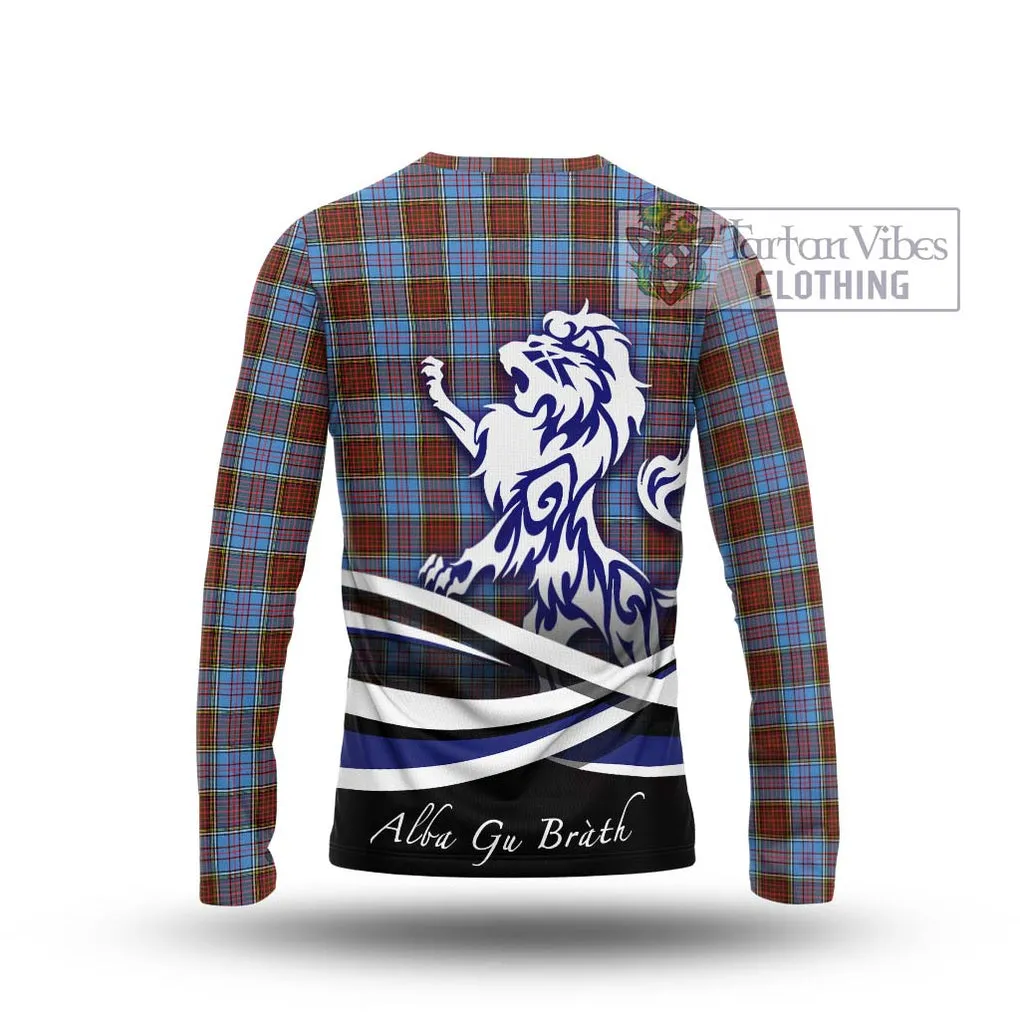 Anderson Modern Tartan Long Sleeve T-Shirt with Alba Gu Brath Regal Lion Emblem