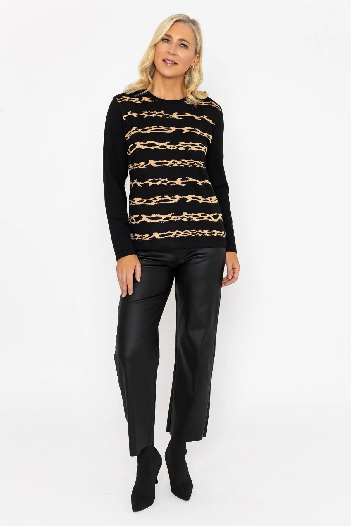 Animal Print Stripe Knit Jumpers