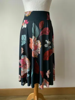 Anna Field Midi Skirt Size 8 Petrol Blue Floral