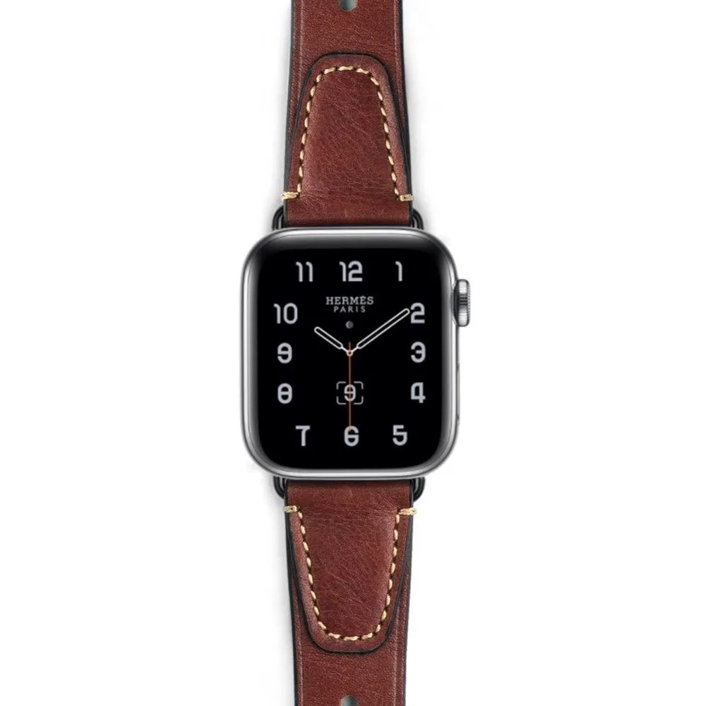 Apple Watch (45mm) retro cowhide genuine leather watch strap - Coffee