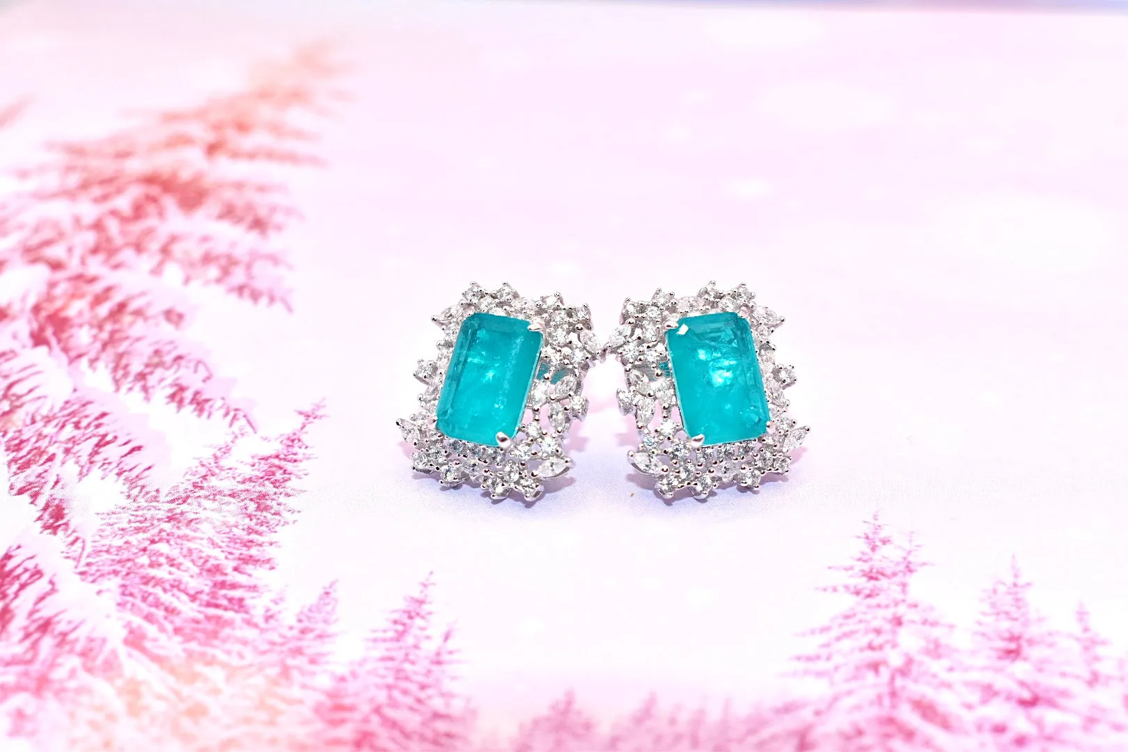 Aqua Chalcedony & CZ Statement Earrings