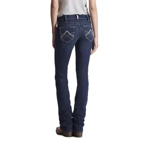 Ariat Womens R.E.A.L Mid Rise Stackable Straight Leg Jean Icon Ocean