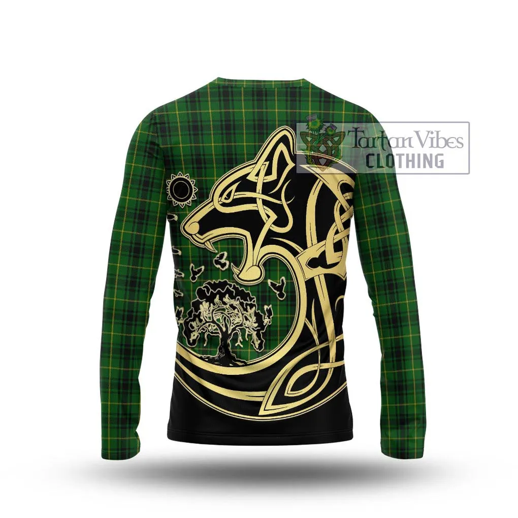 Arthur Tartan Long Sleeve T-Shirt with Family Crest Celtic Wolf Style