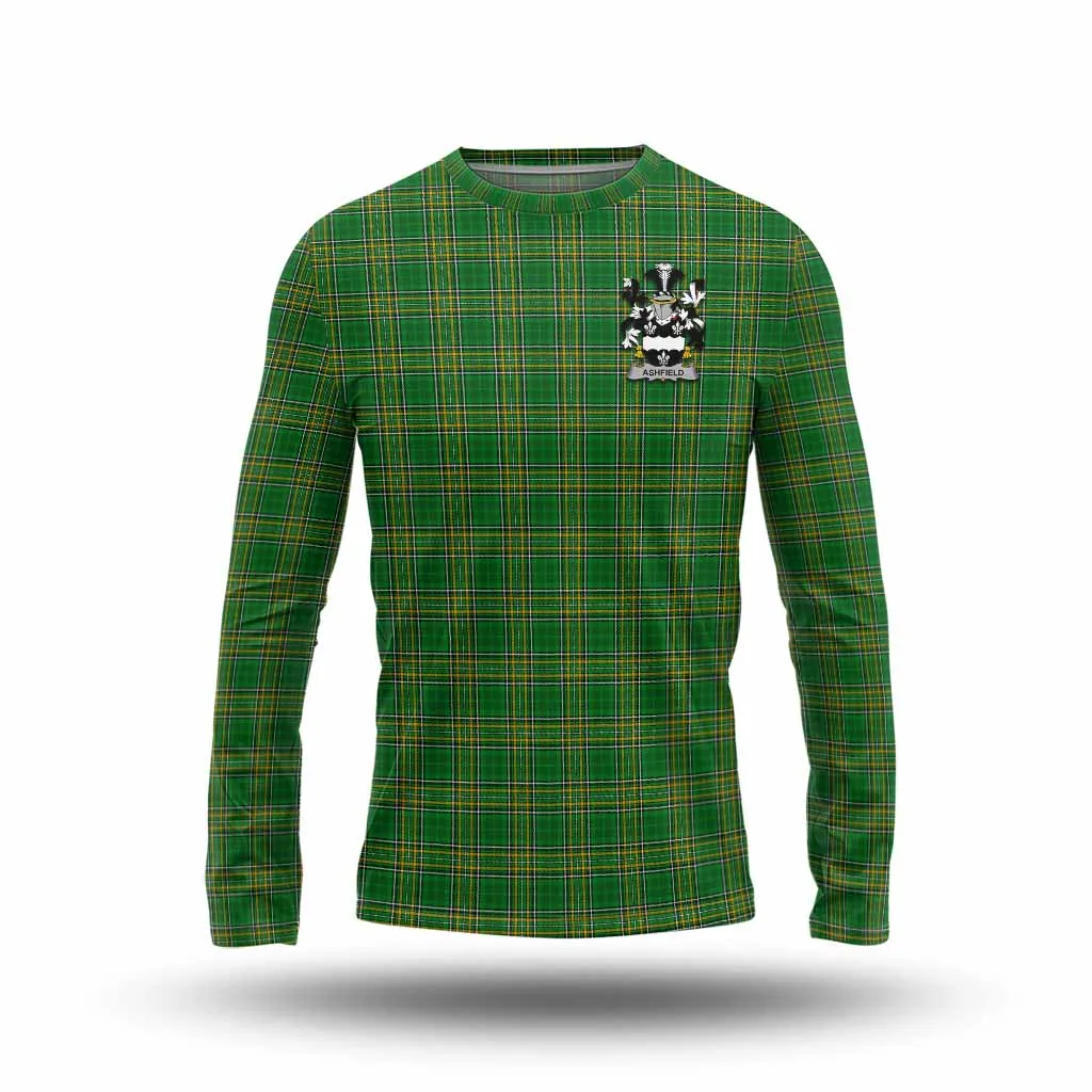 Ashfield Irish Clan Tartan Long Sleeve T-Shirt with Coat of Arms