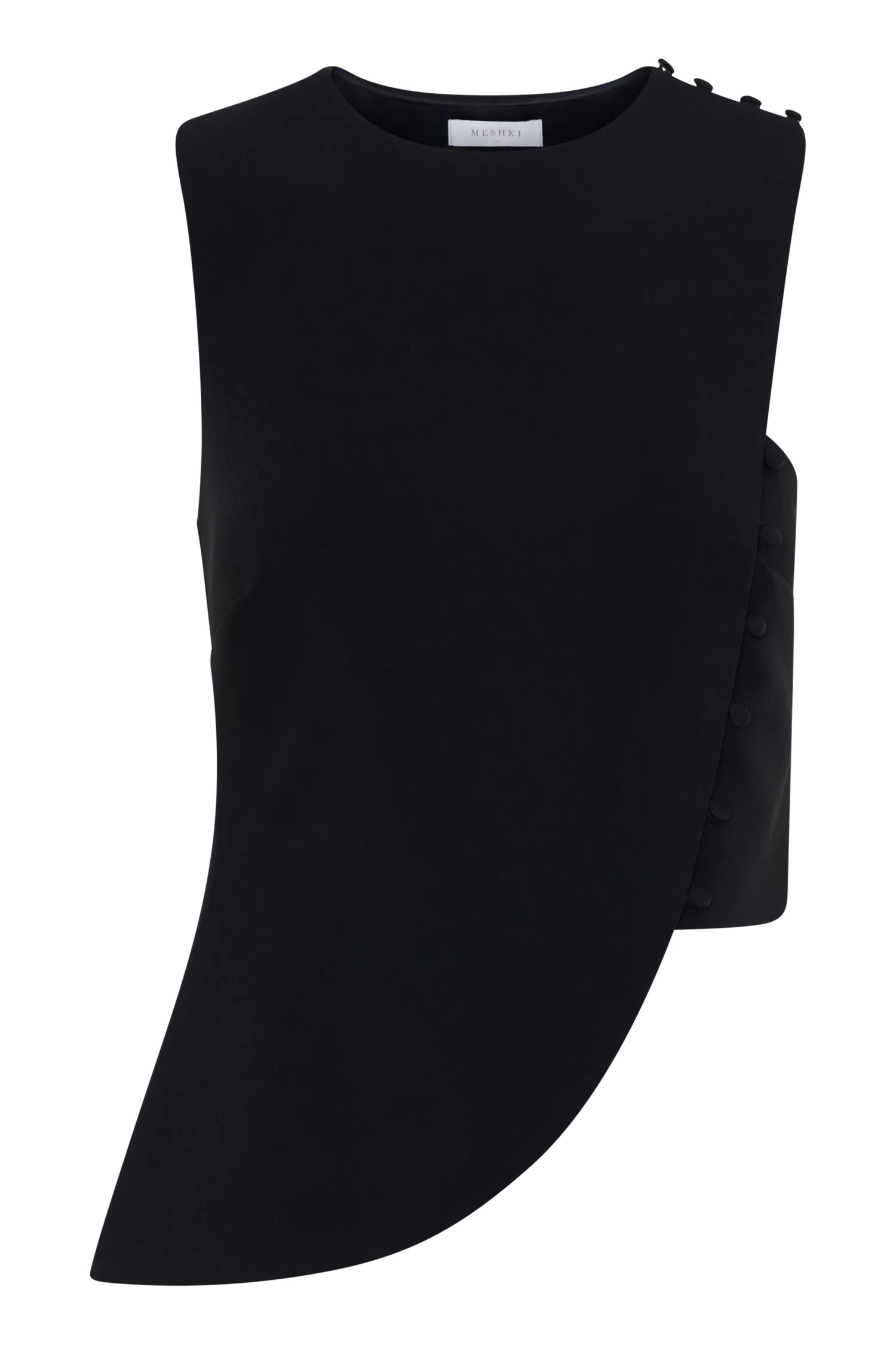 Astrid Asymmetric Sleeveless Suiting Top - Black