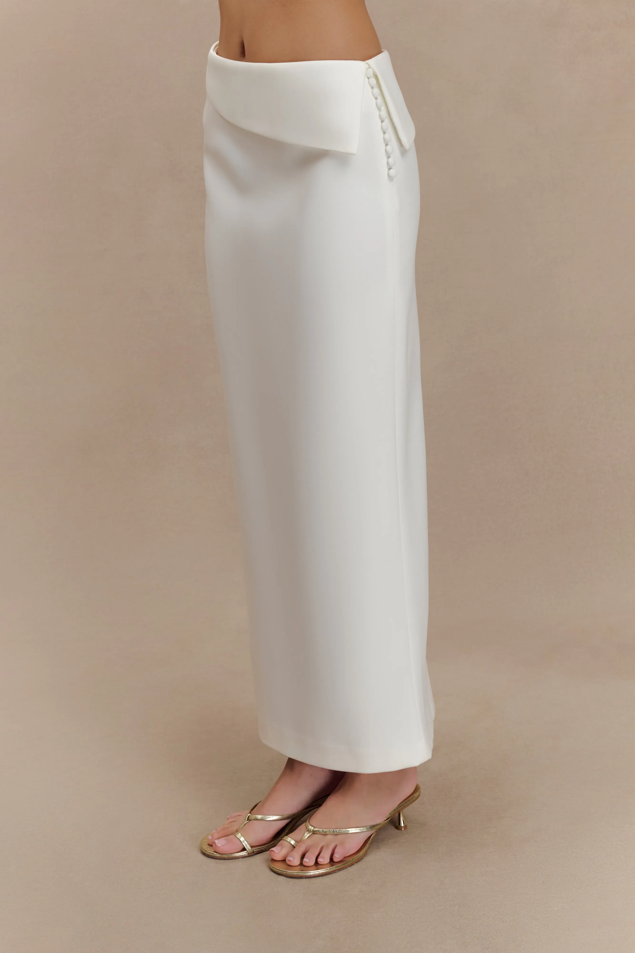 Astrid Suiting Midi Skirt - White