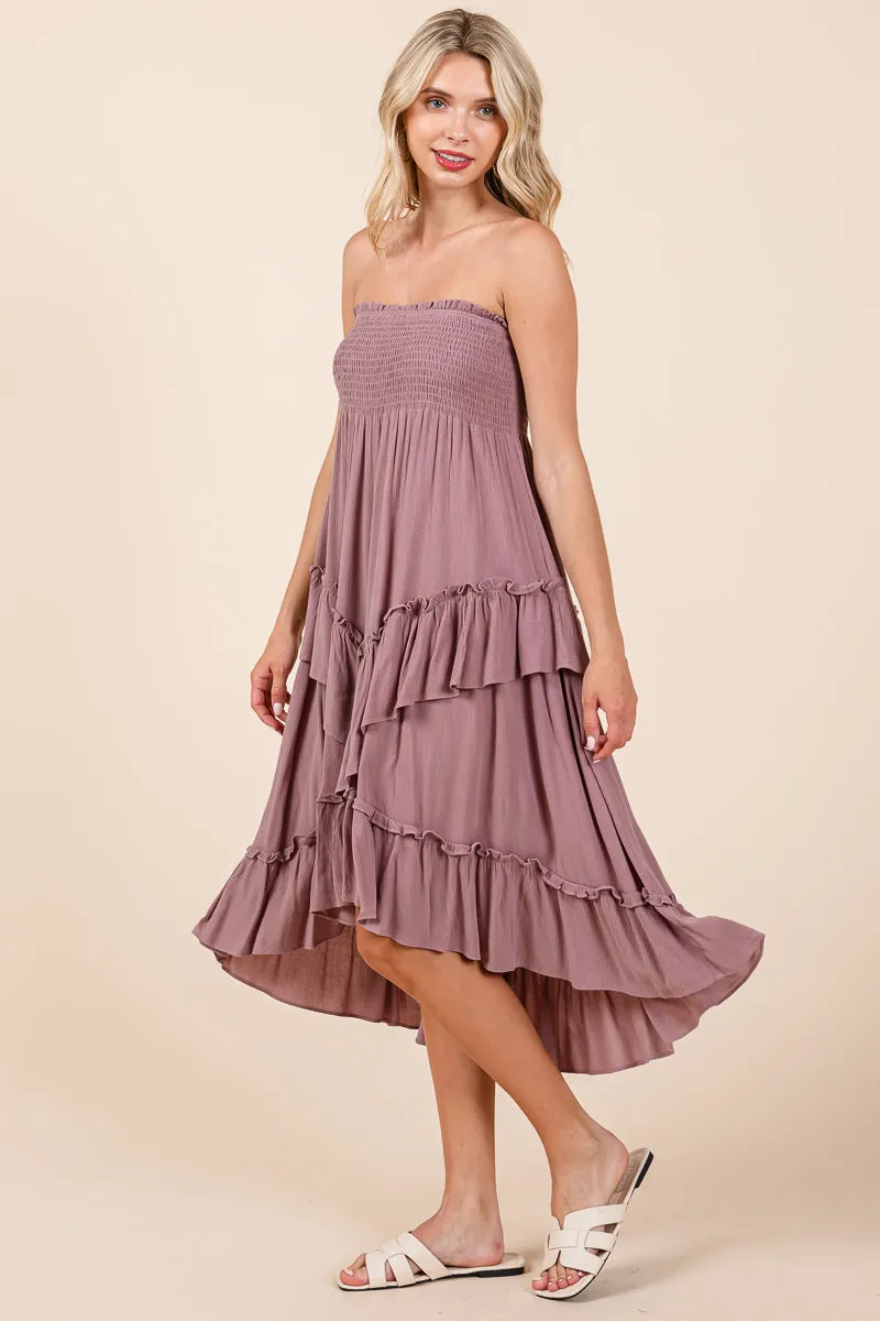 Asymetrical Ruffle Hem Convertible Skirt Dress