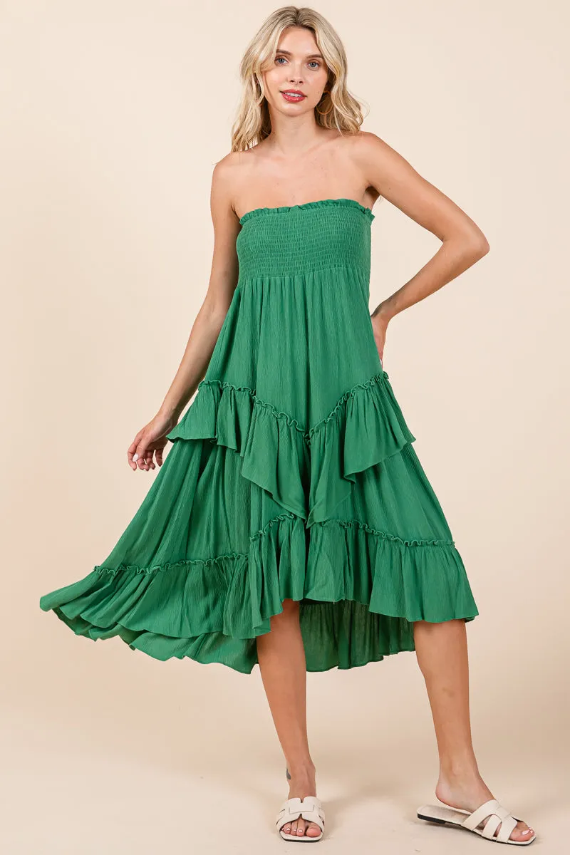 Asymetrical Ruffle Hem Convertible Skirt Dress