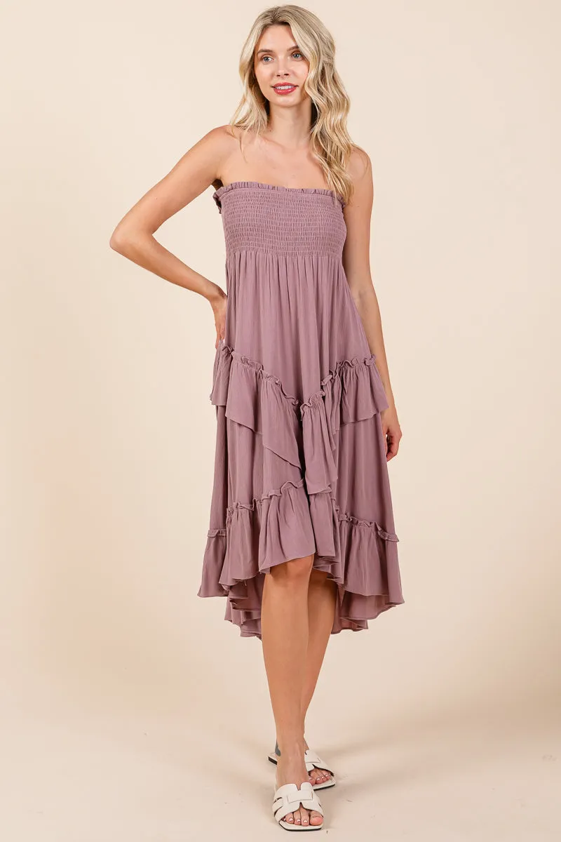 Asymetrical Ruffle Hem Convertible Skirt Dress