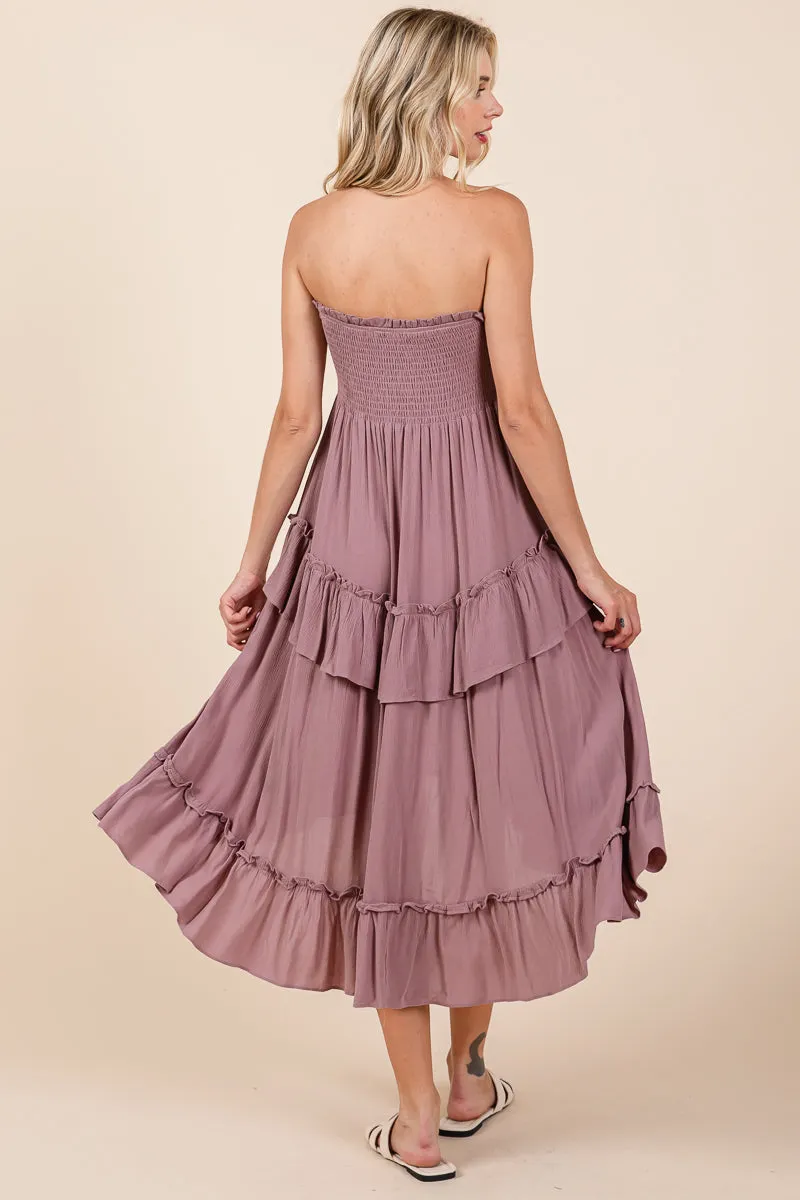 Asymetrical Ruffle Hem Convertible Skirt Dress