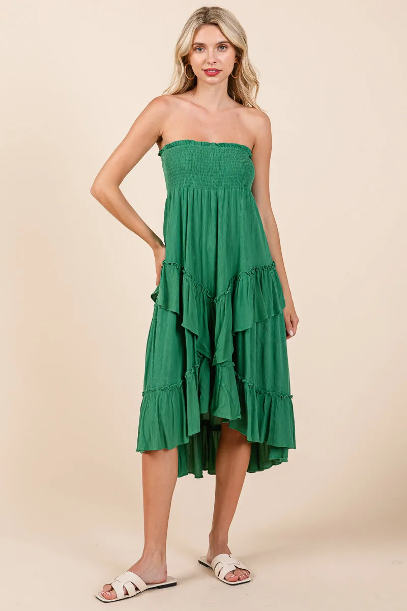 Asymetrical Ruffle Hem Convertible Skirt Dress