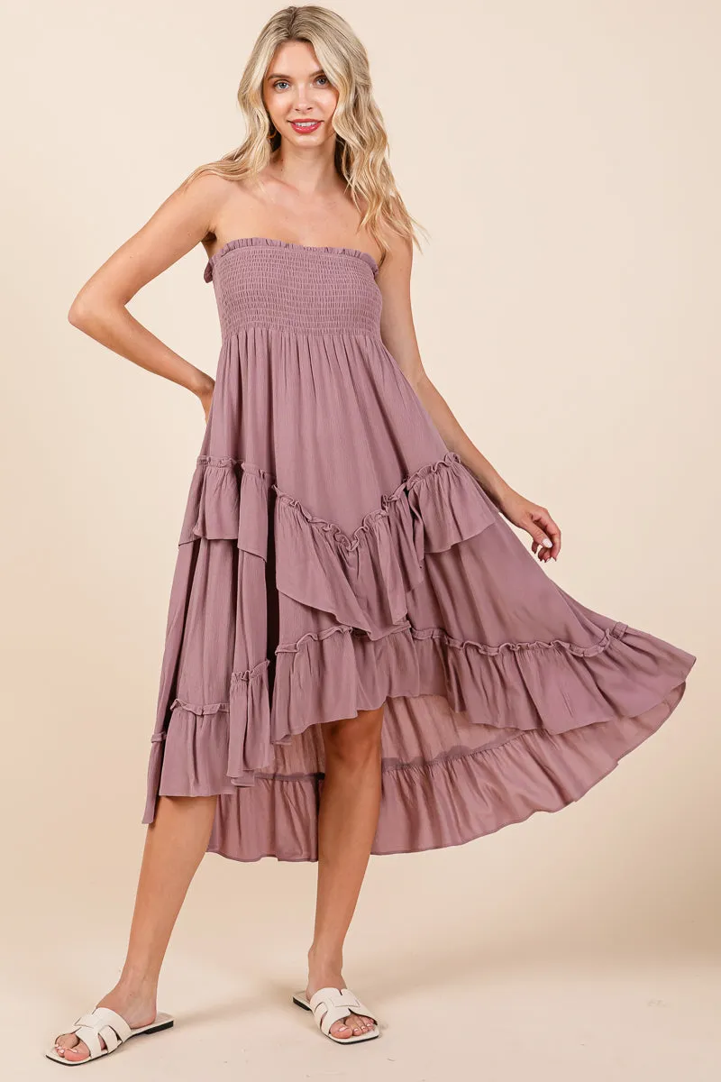 Asymetrical Ruffle Hem Convertible Skirt Dress