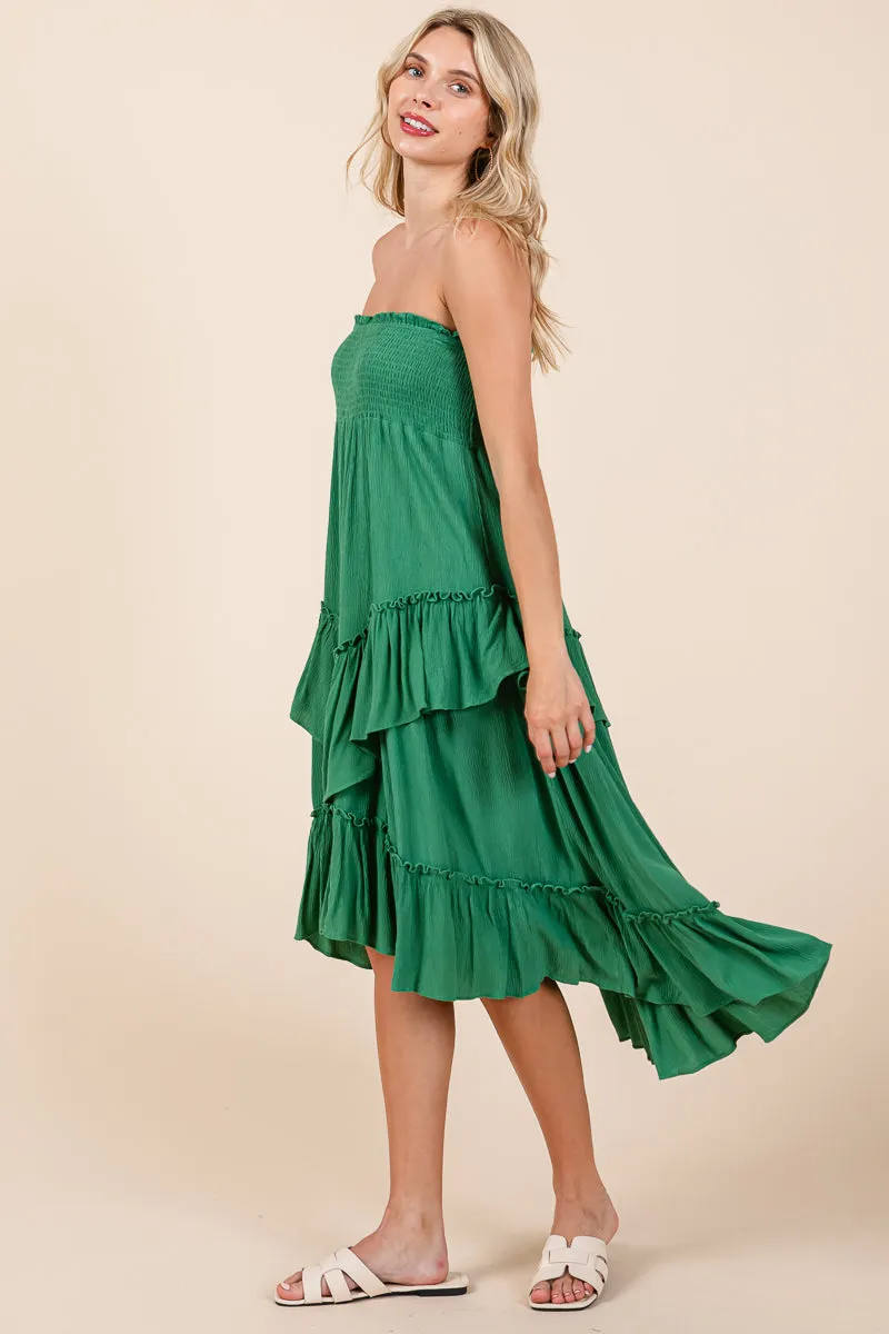 Asymetrical Ruffle Hem Convertible Skirt Dress