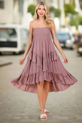 Asymetrical Ruffle Hem Convertible Skirt Dress