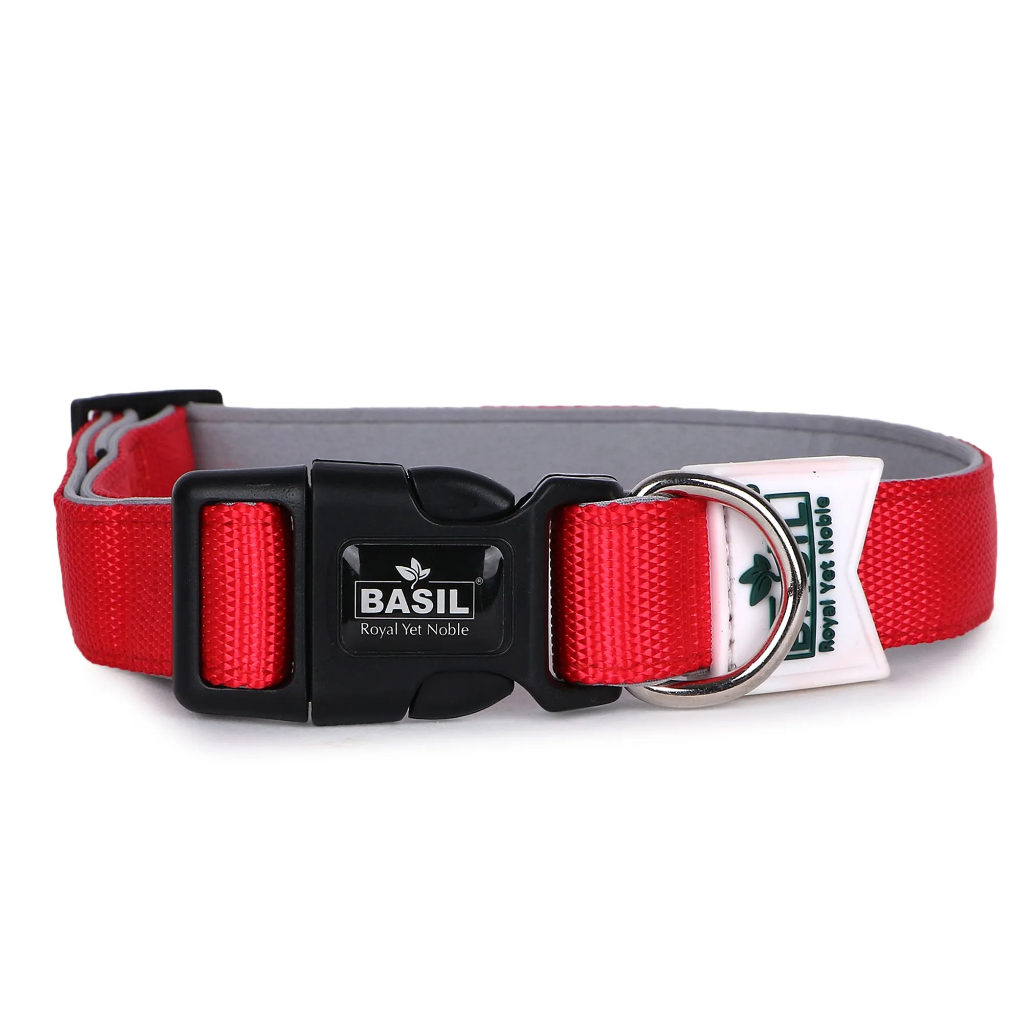 BASIL Padded Adjustable Collar for Dogs & Puppies (Red)