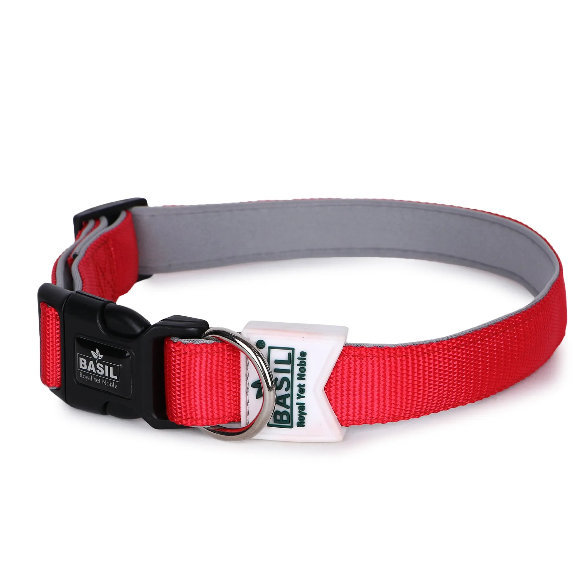 BASIL Padded Adjustable Collar for Dogs & Puppies (Red)