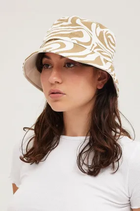 Beige Graphic Bucket Hat