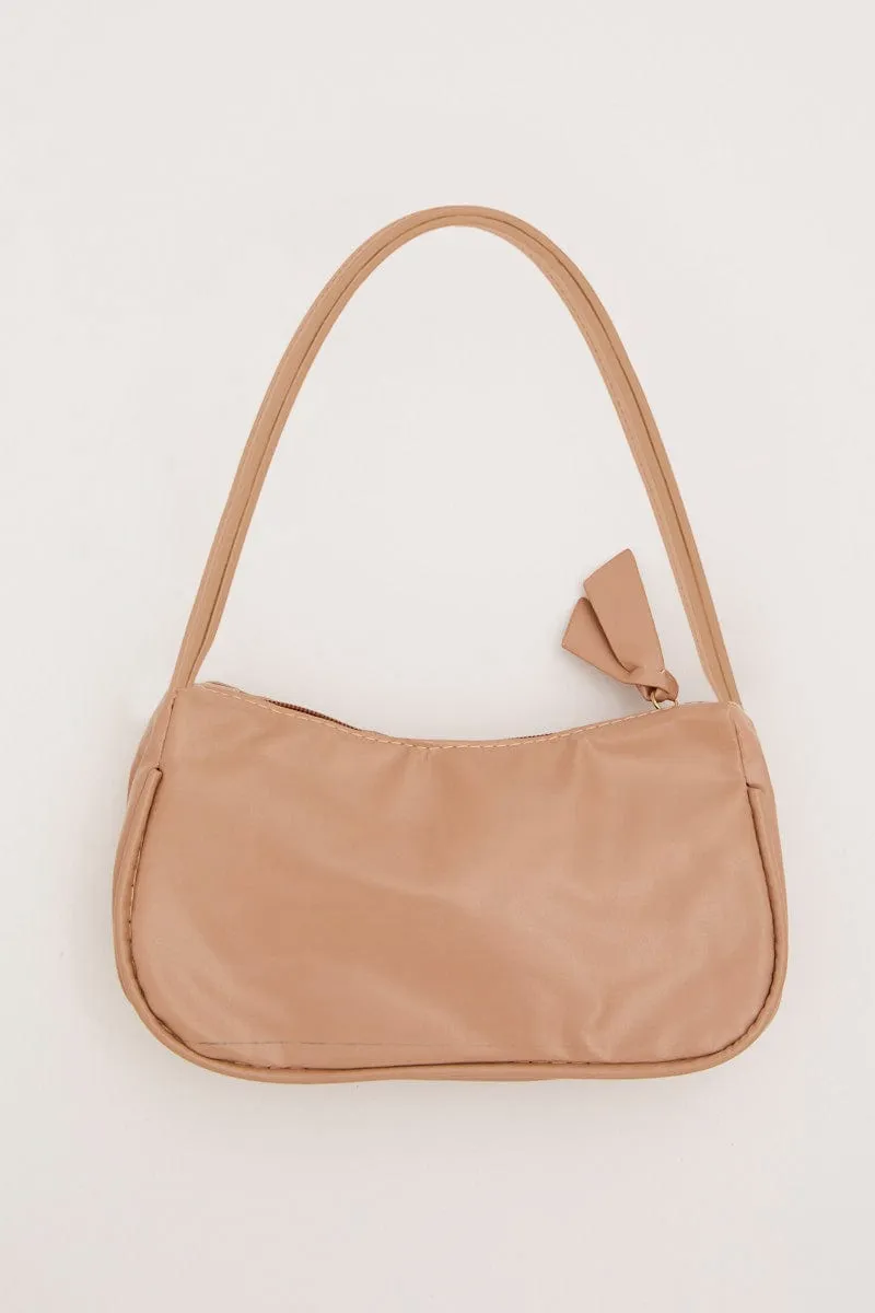 Beige Shoulder Baguette Bag