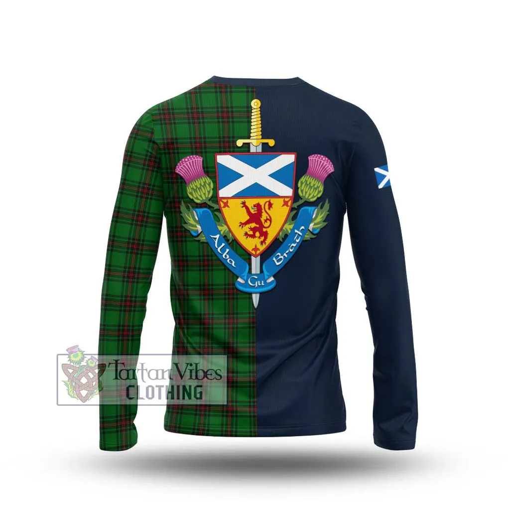 Beveridge Tartan Long Sleeve T-Shirt Alba with Scottish Lion Royal Arm Half Style