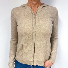 Biscuit Brown Cashmere Hoodie Cardigan Medium