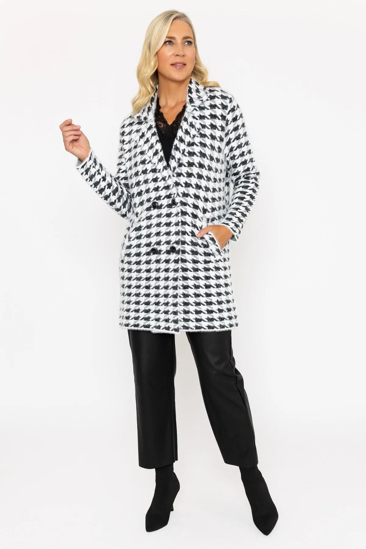 Black & White Houndstooth Coatigan