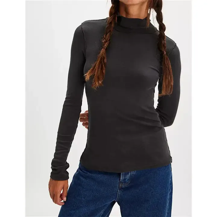 Black Long Sleeve Turtleneck Top