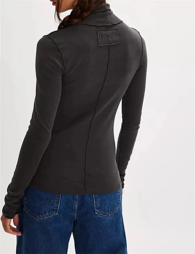 Black Long Sleeve Turtleneck Top