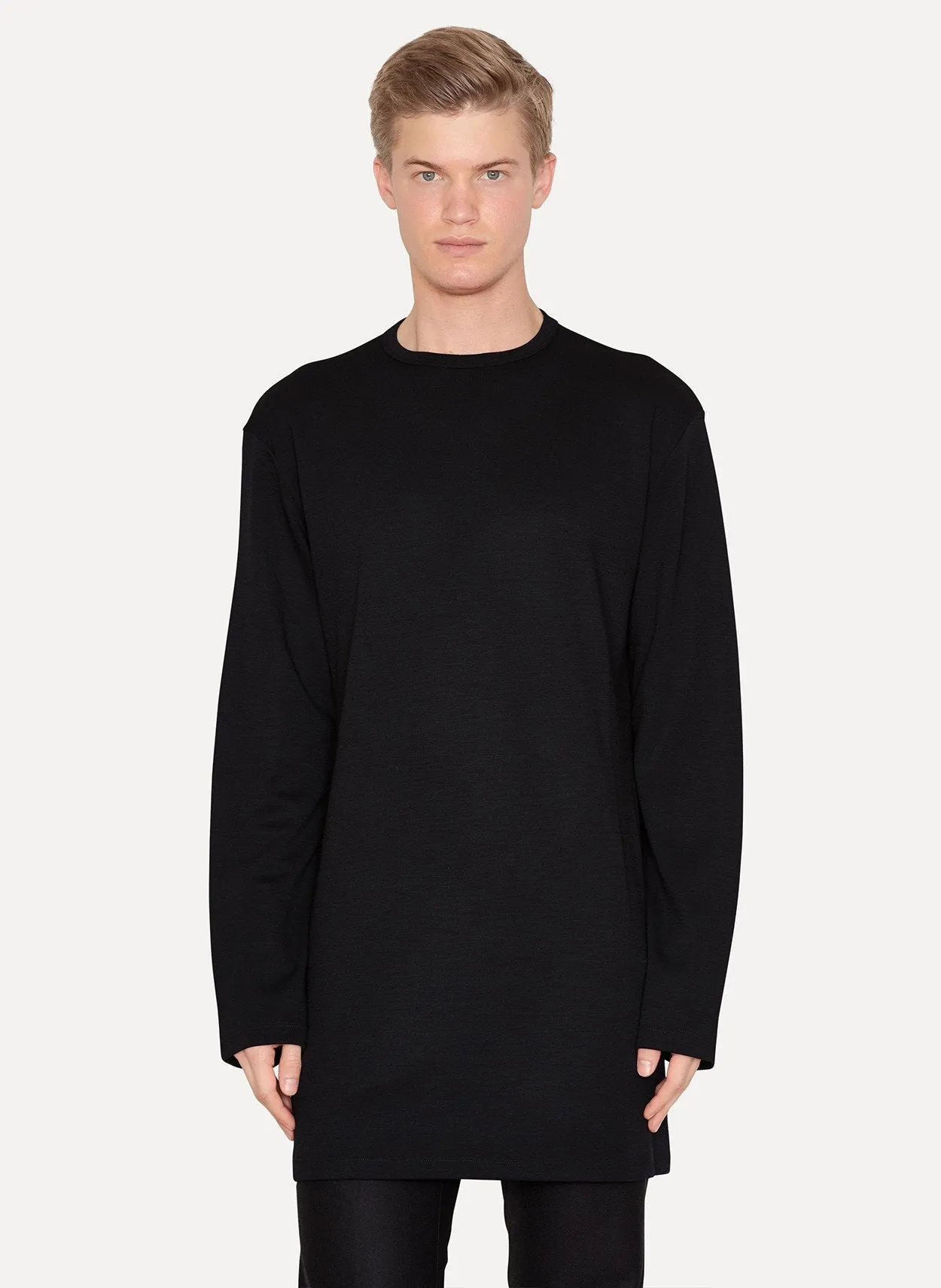 Black Wool Jersey Long Sleeve T-Shirt