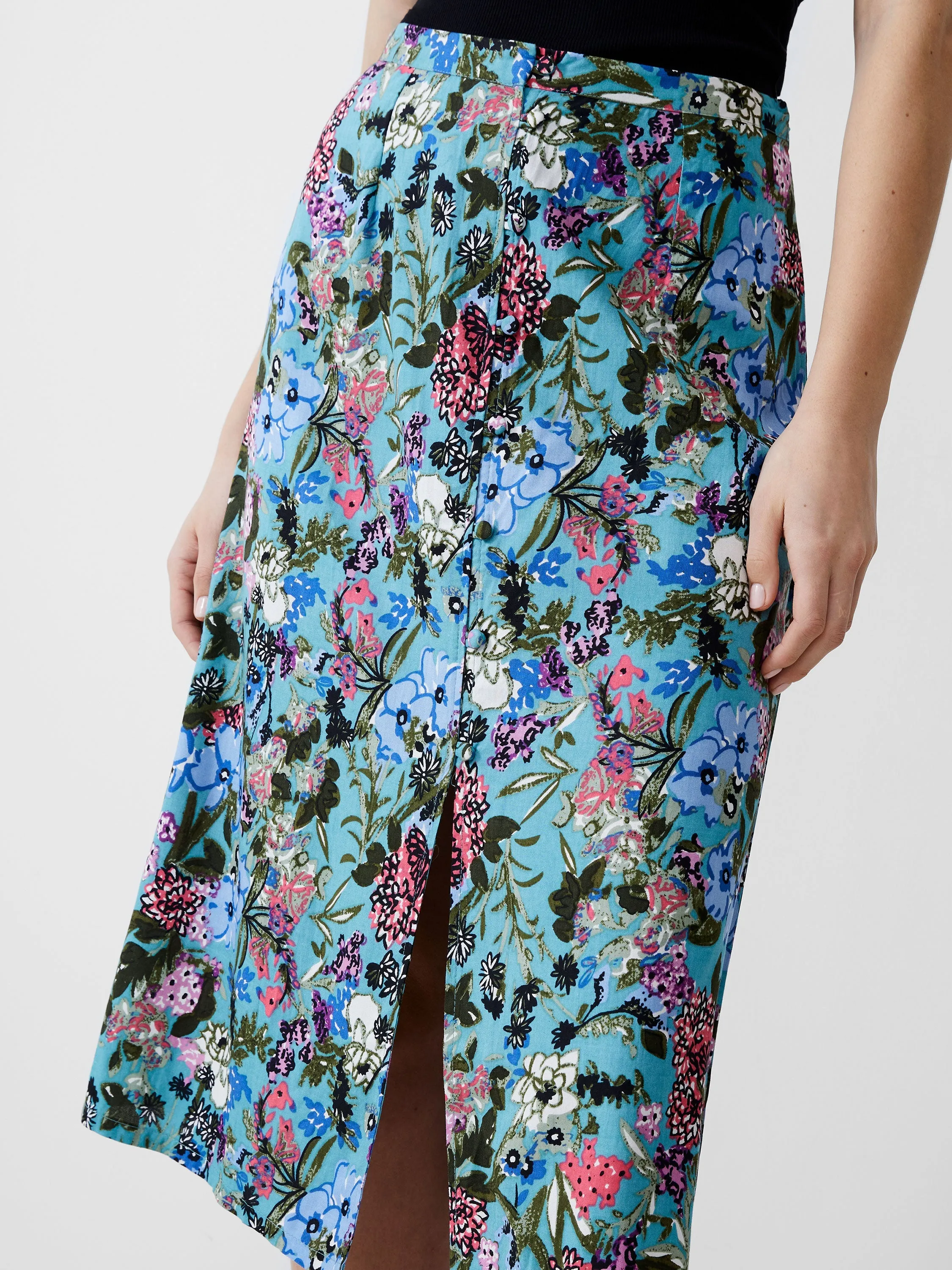 Blossom Drapey Button Midi Skirt