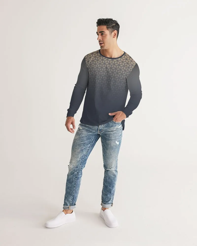 Blue Latte Geometric Fade Men's Long Sleeve T Shirt