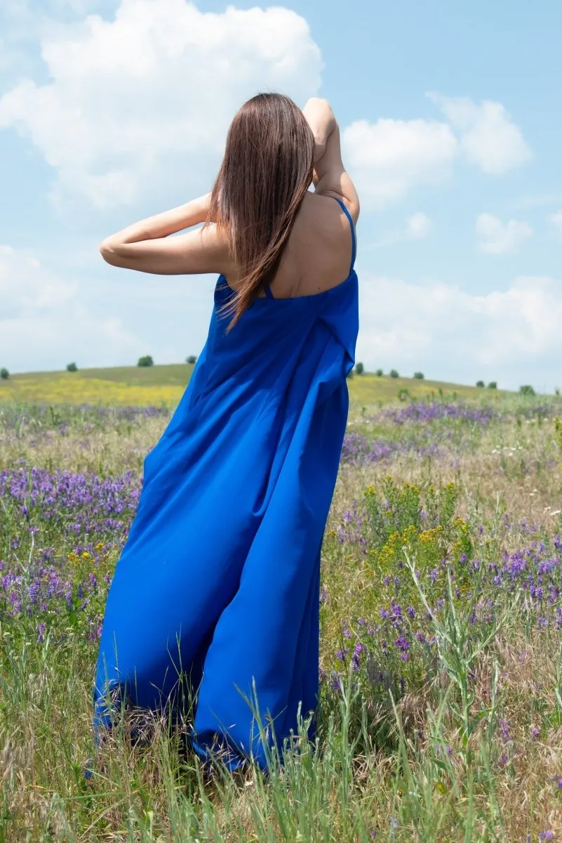 Blue Off Shoulders Jumpsuit TALIA