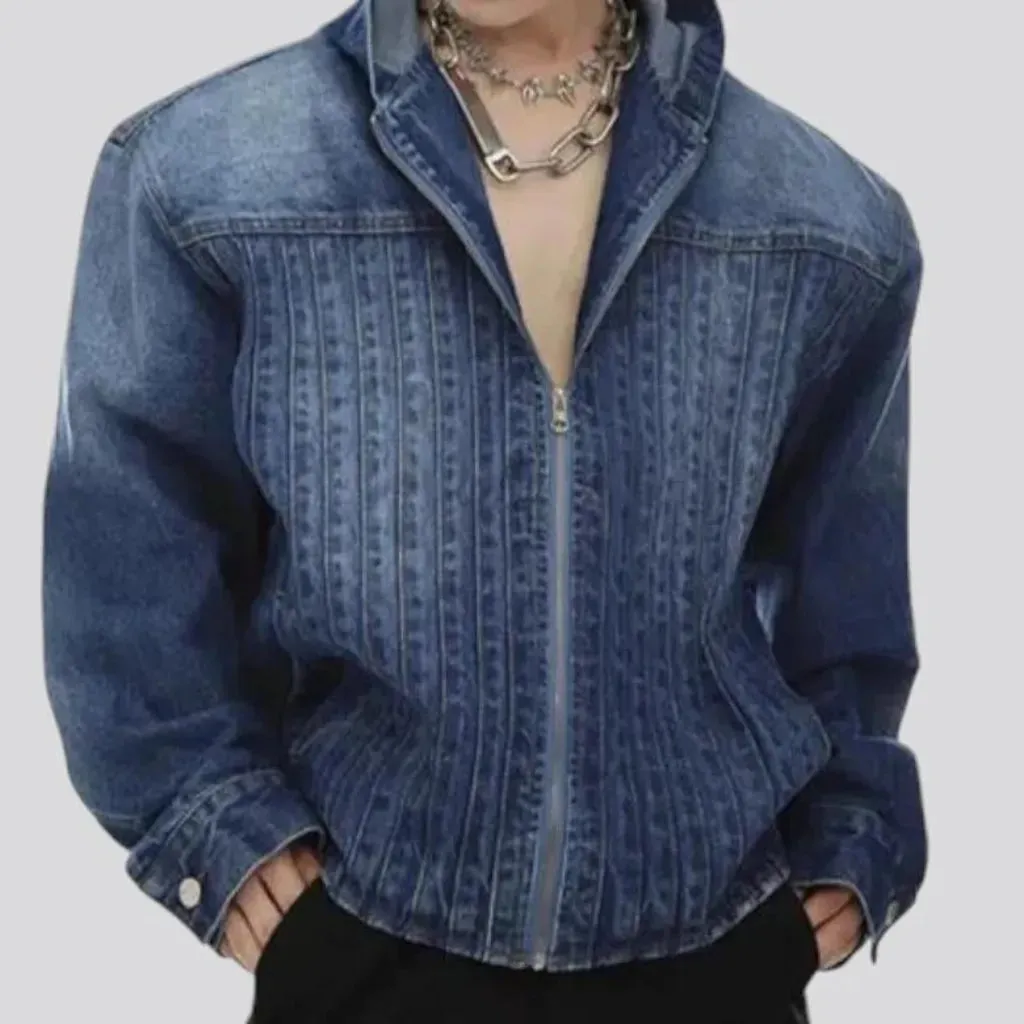 Boho style men's denim jacket